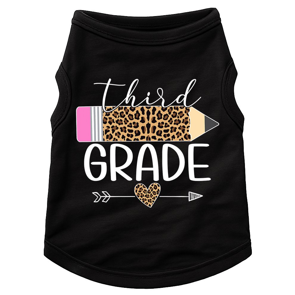 Third Grade Leopard Pencil Back To School Teachers Doggie Tank