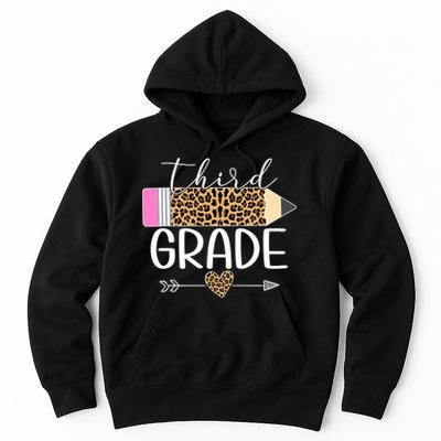 Third Grade Leopard Pencil Back To School Teachers Hoodie