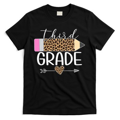 Third Grade Leopard Pencil Back To School Teachers T-Shirt