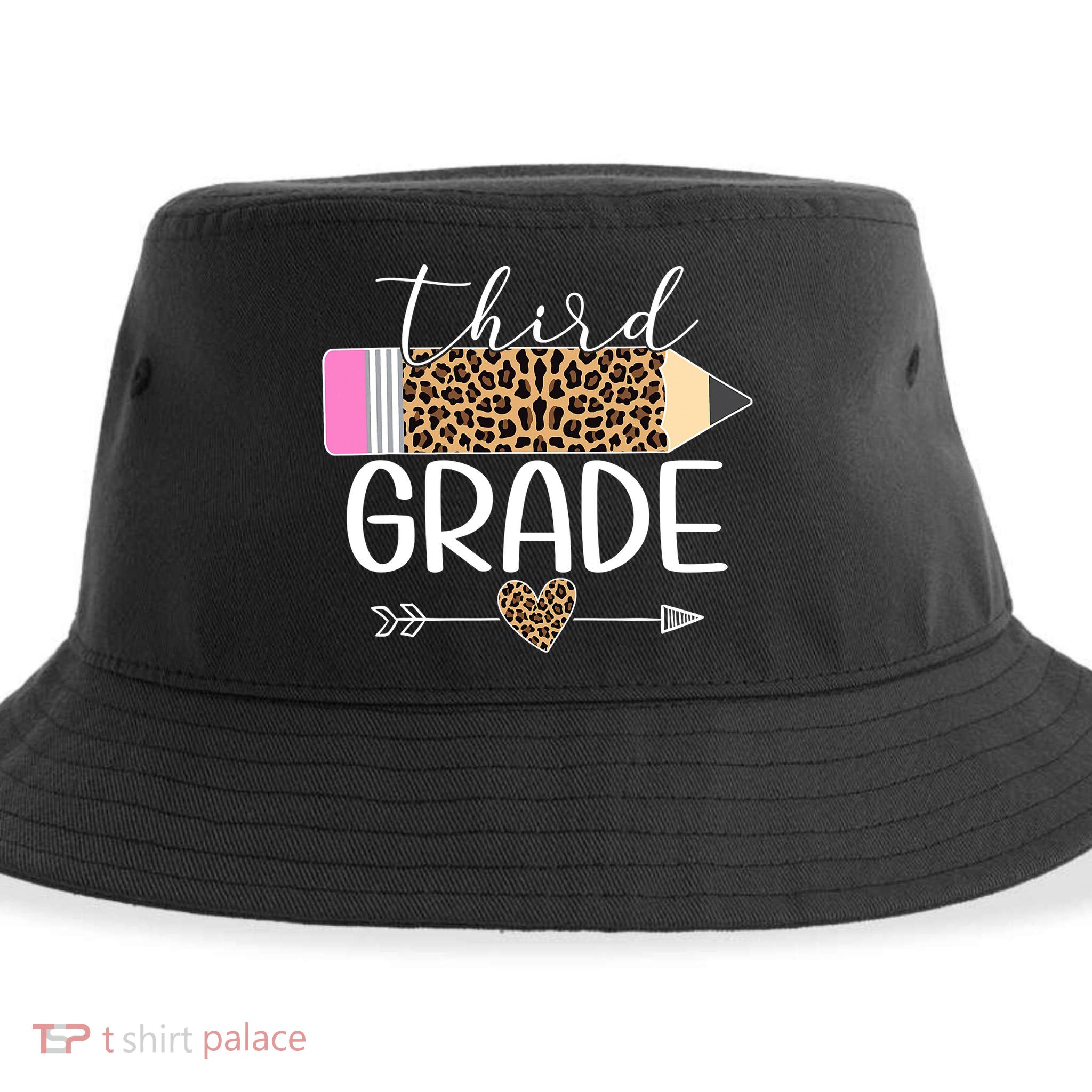 Third Grade Leopard Pencil Back To School Teachers Sustainable Bucket Hat