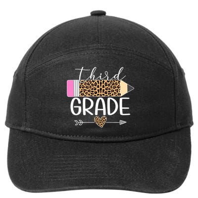 Third Grade Leopard Pencil Back To School Teachers 7-Panel Snapback Hat