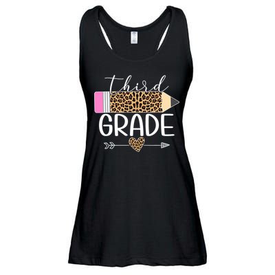 Third Grade Leopard Pencil Back To School Teachers Ladies Essential Flowy Tank