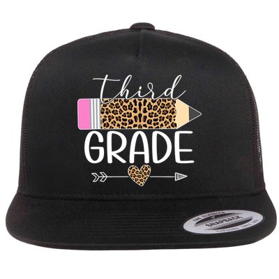 Third Grade Leopard Pencil Back To School Teachers Flatbill Hat
