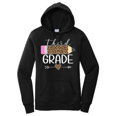 Third Grade Leopard Pencil Back To School Teachers Women's Pullover Hoodie