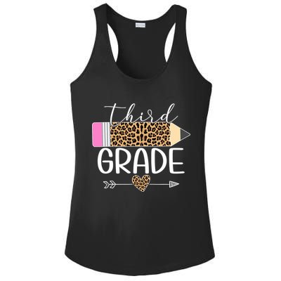 Third Grade Leopard Pencil Back To School Teachers Ladies PosiCharge Competitor Racerback Tank