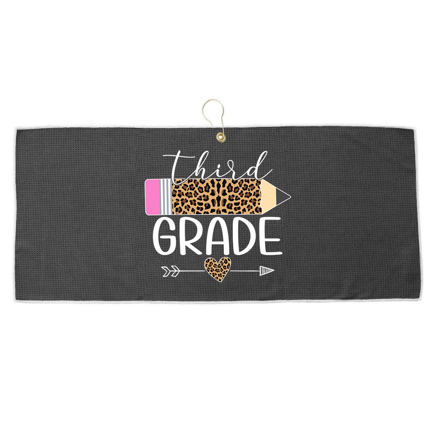 Third Grade Leopard Pencil Back To School Teachers Large Microfiber Waffle Golf Towel