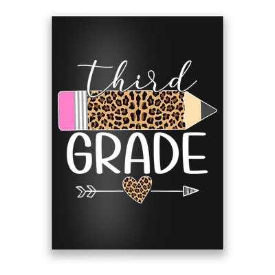 Third Grade Leopard Pencil Back To School Teachers Poster