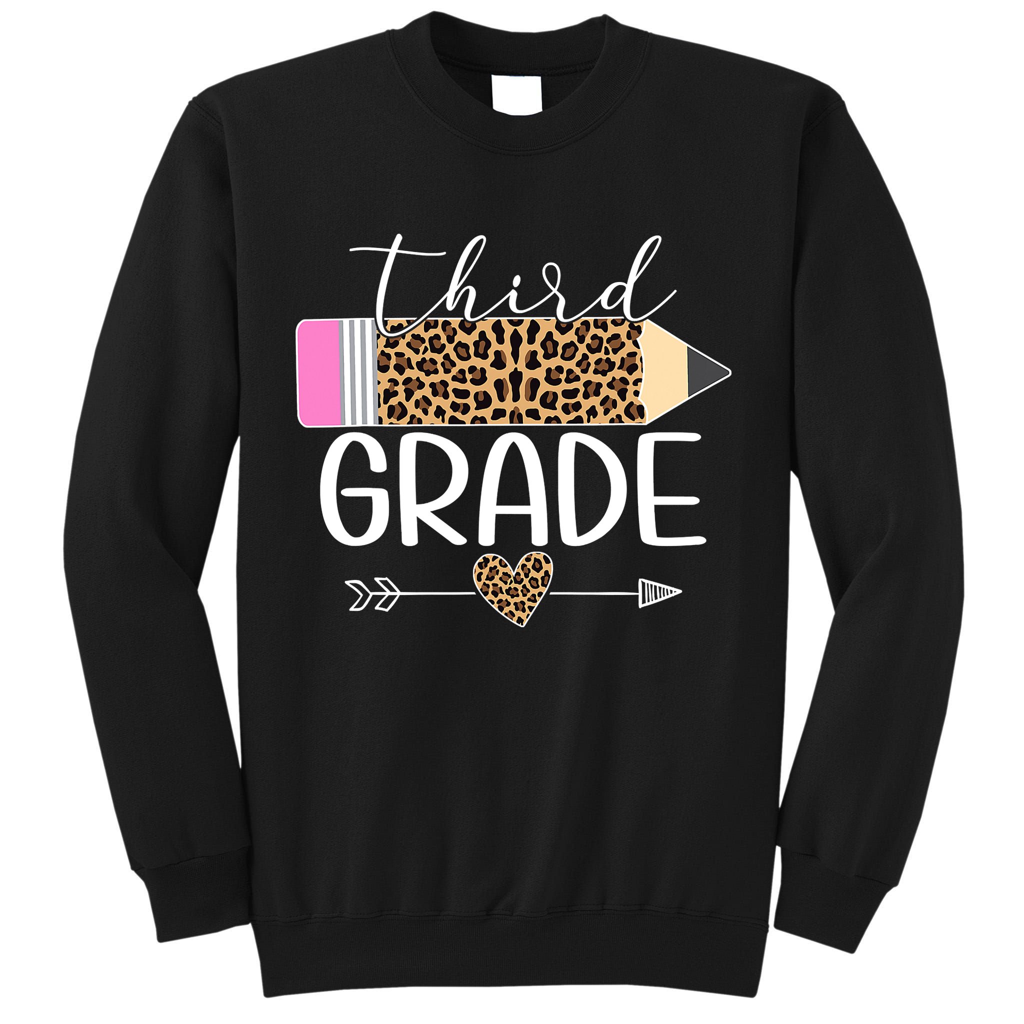 Third Grade Leopard Pencil Back To School Teachers Tall Sweatshirt
