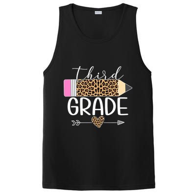 Third Grade Leopard Pencil Back To School Teachers PosiCharge Competitor Tank