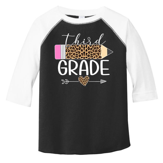 Third Grade Leopard Pencil Back To School Teachers Toddler Fine Jersey T-Shirt