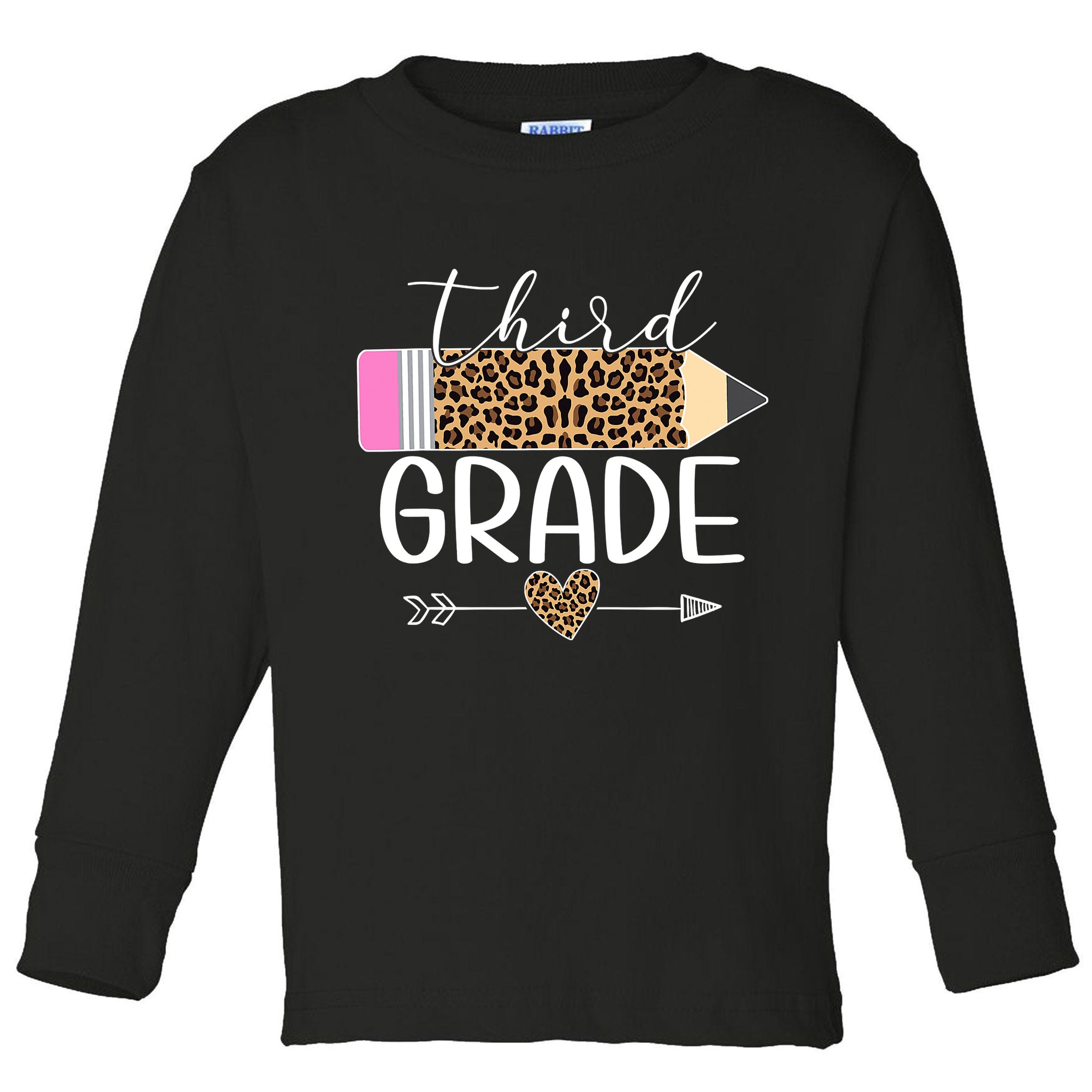 Third Grade Leopard Pencil Back To School Teachers Toddler Long Sleeve Shirt