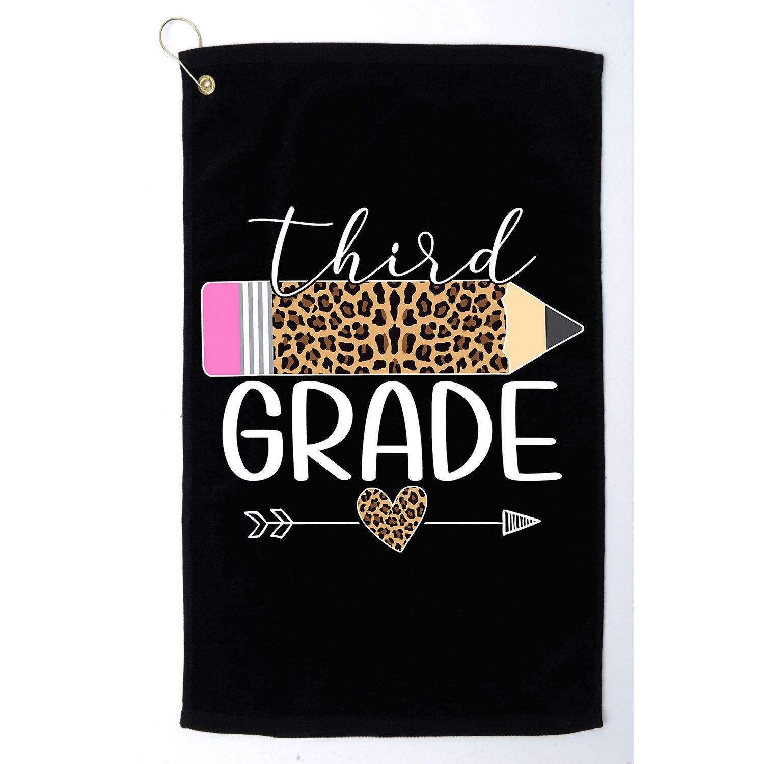 Third Grade Leopard Pencil Back To School Teachers Golf Towel