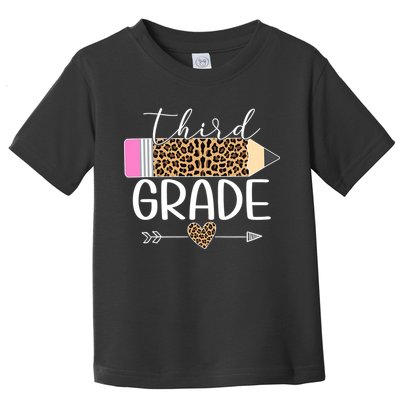 Third Grade Leopard Pencil Back To School Teachers Toddler T-Shirt