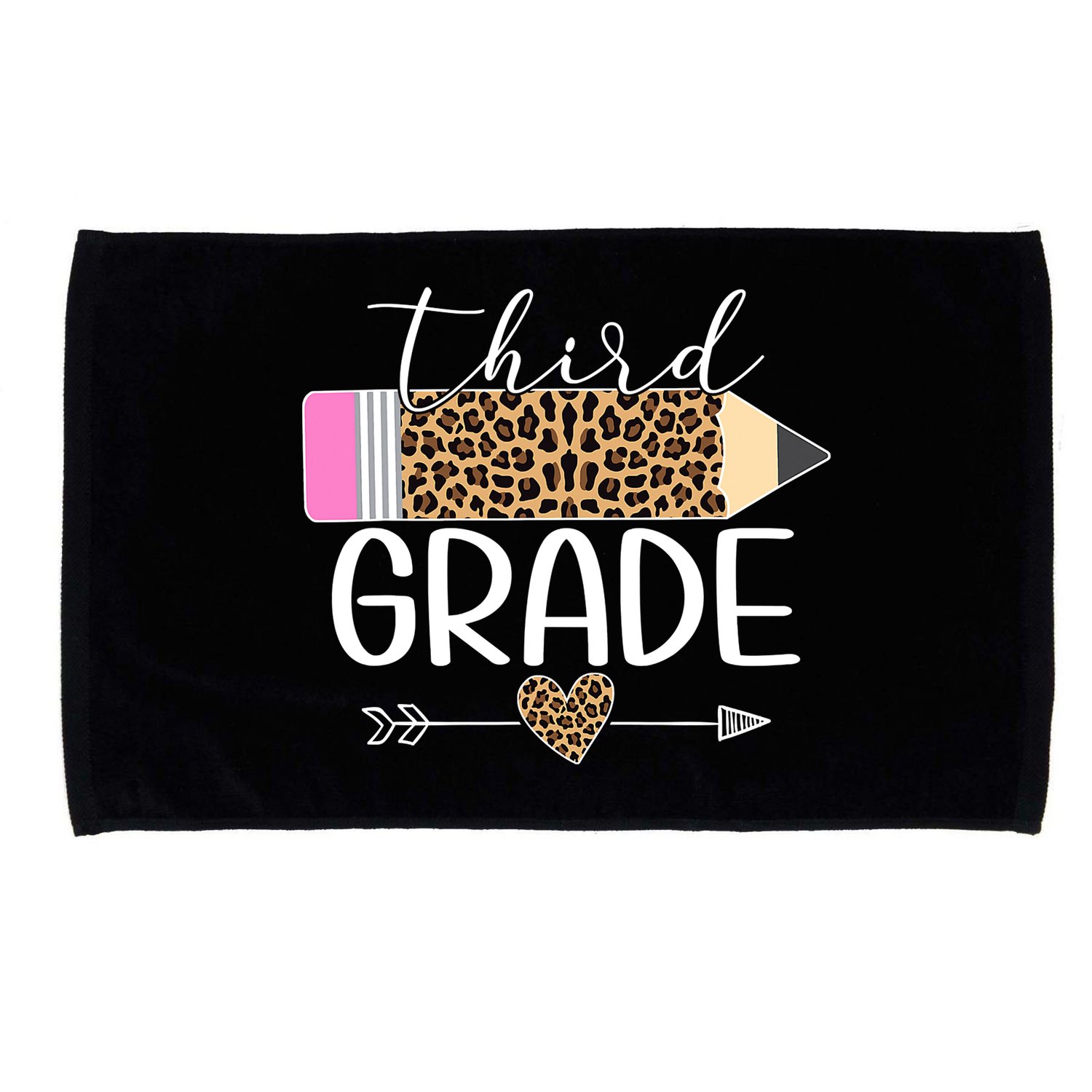 Third Grade Leopard Pencil Back To School Teachers Microfiber Hand Towel