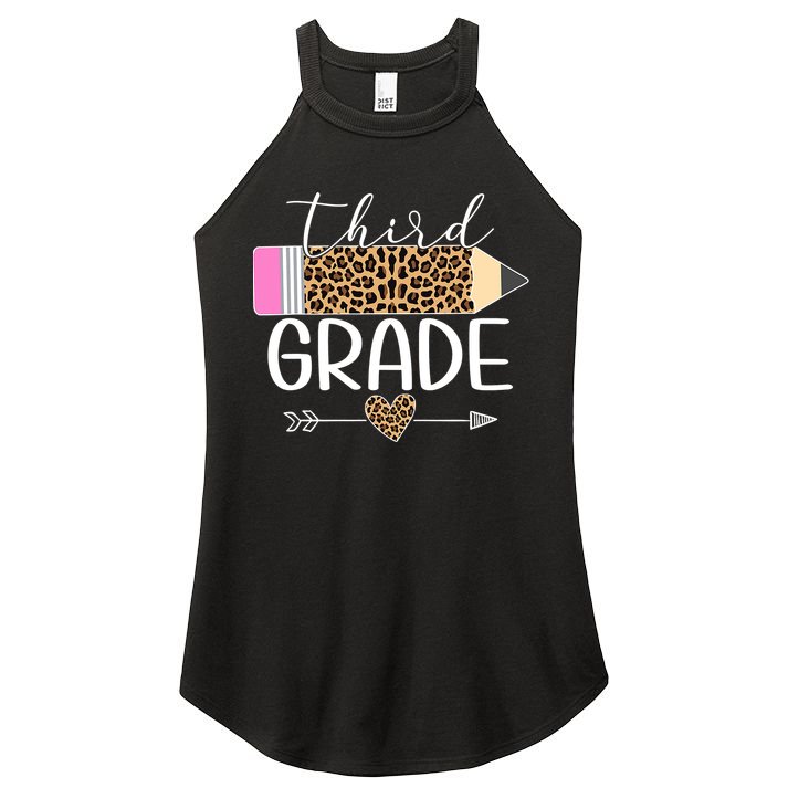 Third Grade Leopard Pencil Back To School Teachers Women's Perfect Tri Rocker Tank