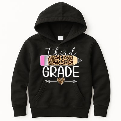 Third Grade Leopard Pencil Back To School Teachers Kids Hoodie