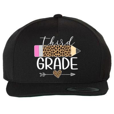 Third Grade Leopard Pencil Back To School Teachers Wool Snapback Cap
