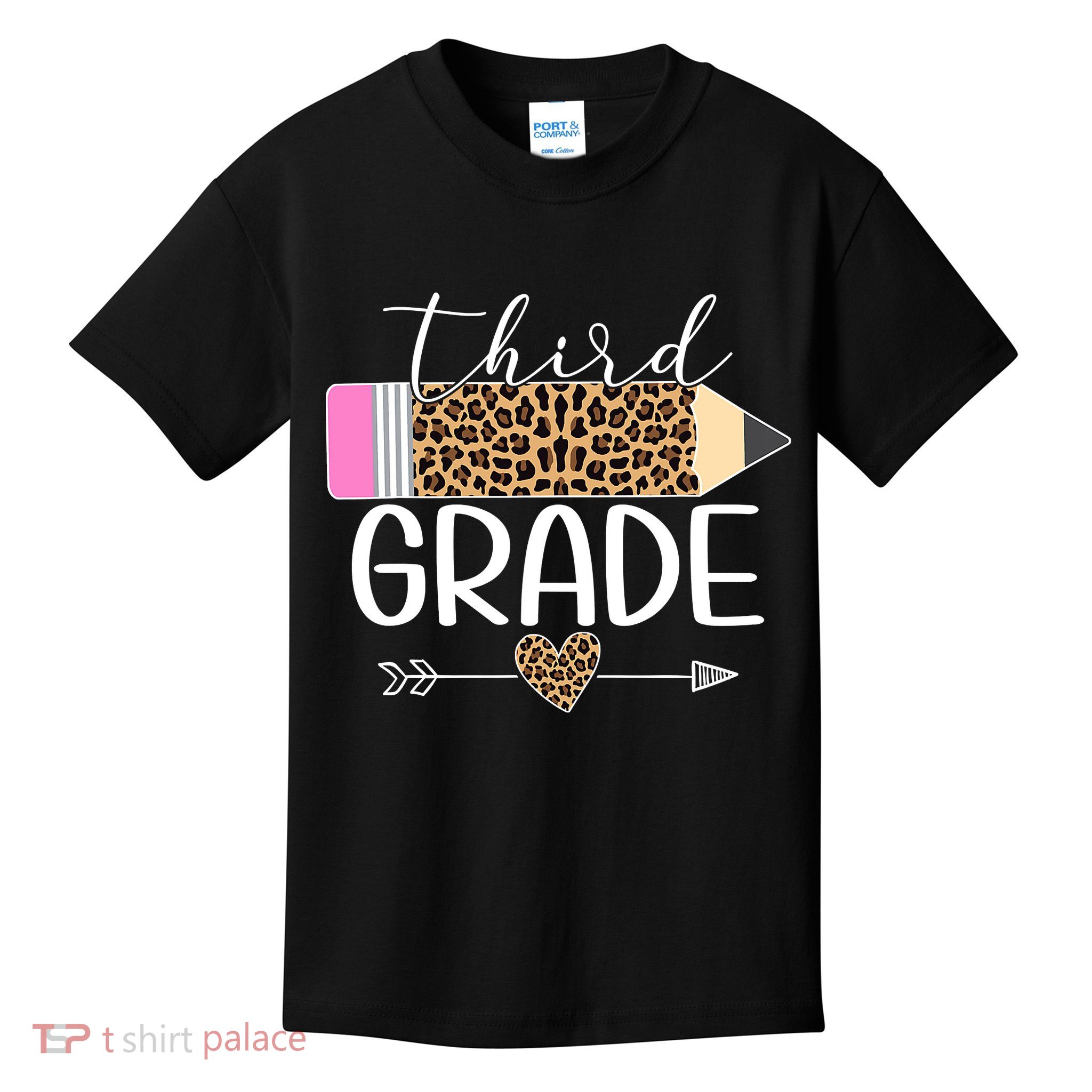 Third Grade Leopard Pencil Back To School Teachers Kids T-Shirt