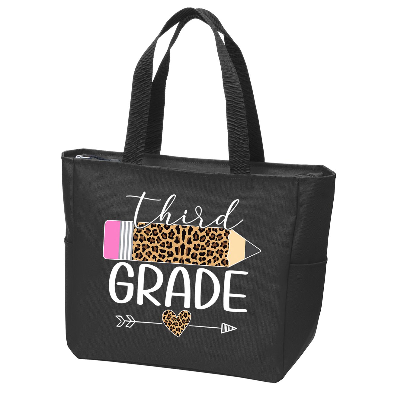 Third Grade Leopard Pencil Back To School Teachers Zip Tote Bag
