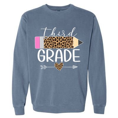 Third Grade Leopard Pencil Back To School Teachers Garment-Dyed Sweatshirt