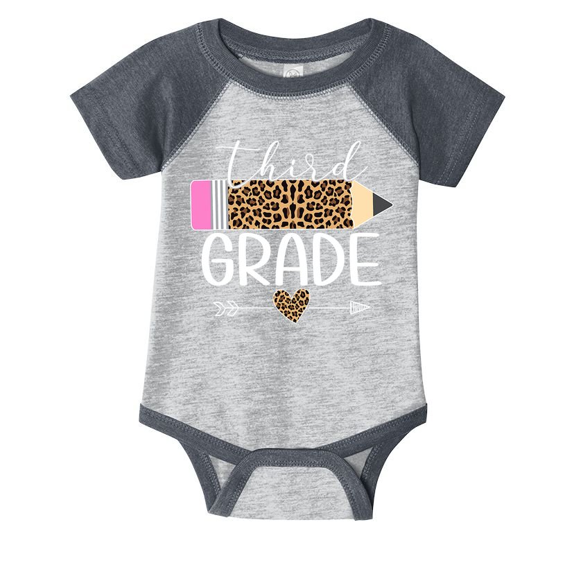 Third Grade Leopard Pencil Back To School Teachers Infant Baby Jersey Bodysuit