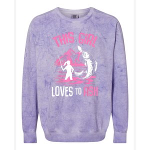 This Girl Loves To Fish Cool Fishing Girl Gifts Colorblast Crewneck Sweatshirt