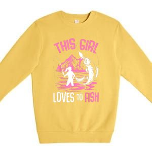 This Girl Loves To Fish Cool Fishing Girl Gifts Premium Crewneck Sweatshirt