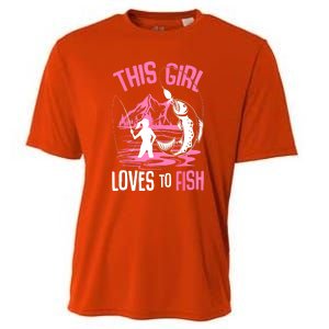 This Girl Loves To Fish Cool Fishing Girl Gifts Cooling Performance Crew T-Shirt