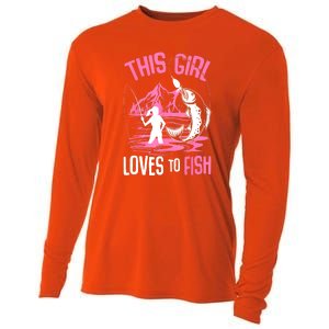 This Girl Loves To Fish Cool Fishing Girl Gifts Cooling Performance Long Sleeve Crew