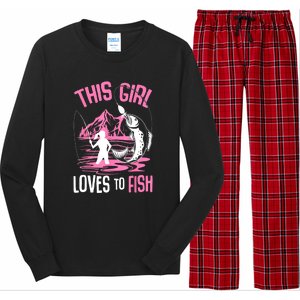 This Girl Loves To Fish Cool Fishing Girl Gifts Long Sleeve Pajama Set