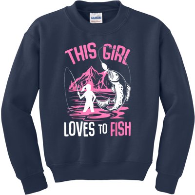 This Girl Loves To Fish Cool Fishing Girl Gifts Kids Sweatshirt