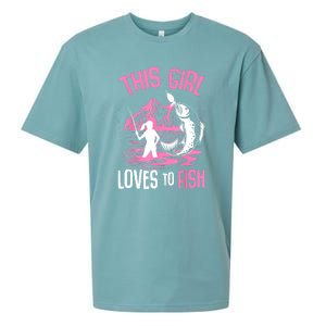 This Girl Loves To Fish Cool Fishing Girl Gifts Sueded Cloud Jersey T-Shirt