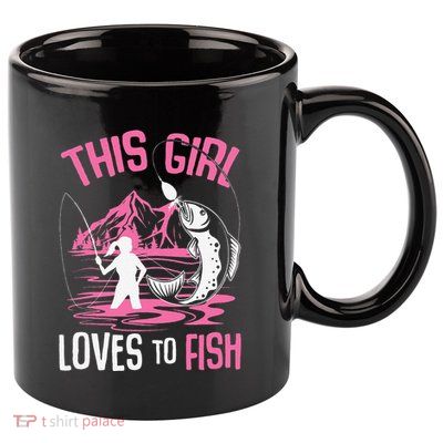 This Girl Loves To Fish Fishing Girl 11oz C Handle Ceramic Mug