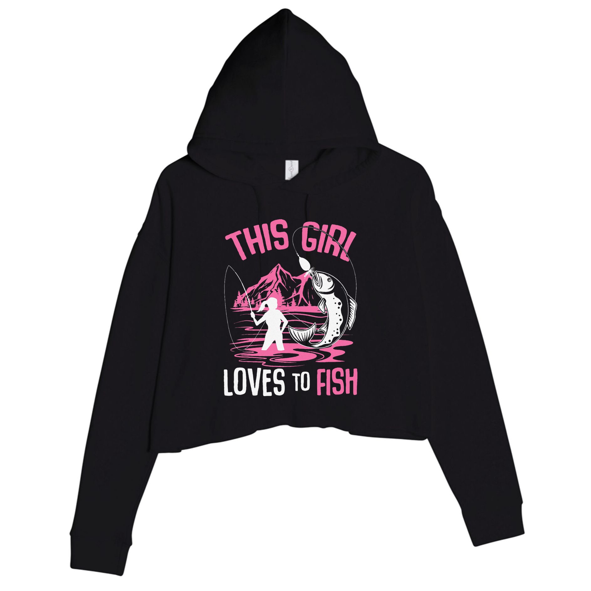 This Girl Loves To Fish Fishing Girl Crop Fleece Hoodie