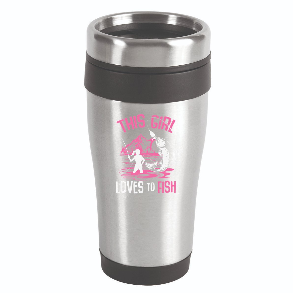 This Girl Loves To Fish Fishing Girl 16oz Travel Tumbler