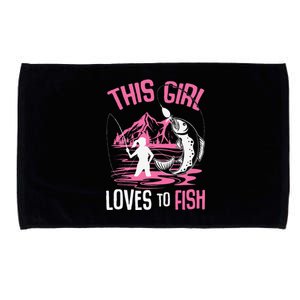 This Girl Loves To Fish Fishing Girl Microfiber Hand Towel