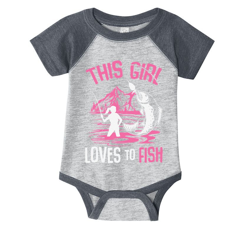 This Girl Loves To Fish Fishing Girl Infant Baby Jersey Bodysuit