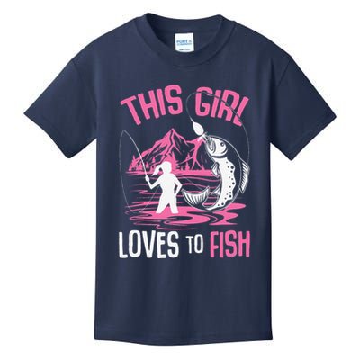 This Girl Loves To Fish Fishing Girl Kids T-Shirt
