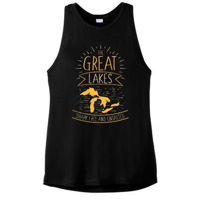 The Great Lakes Shark Free Unsalted Michigan Gift Ladies PosiCharge Tri-Blend Wicking Tank