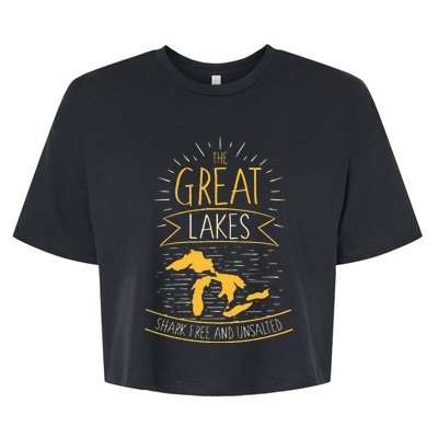 The Great Lakes Shark Free Unsalted Michigan Gift Bella+Canvas Jersey Crop Tee