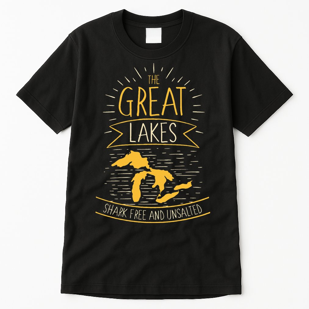 The Great Lakes Shark Free Unsalted Michigan Gift Tall T-Shirt