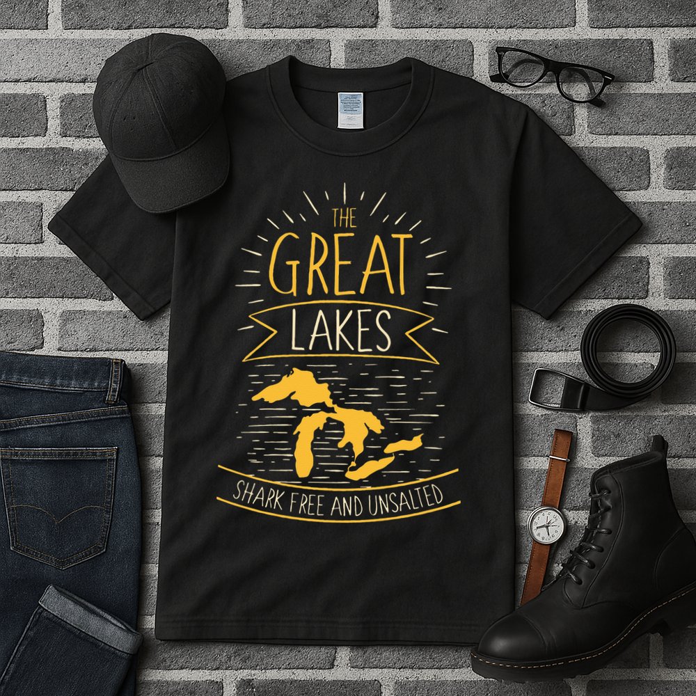 The Great Lakes Shark Free Unsalted Michigan Gift Tall T-Shirt