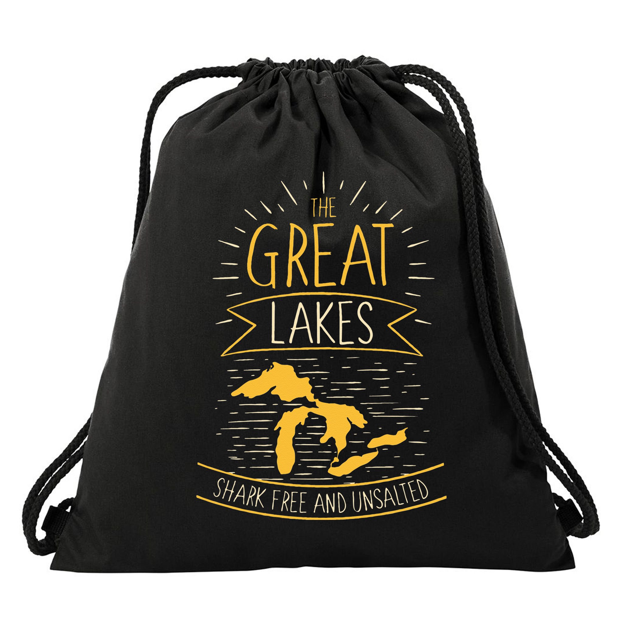 The Great Lakes Shark Free Unsalted Michigan Gift Drawstring Bag