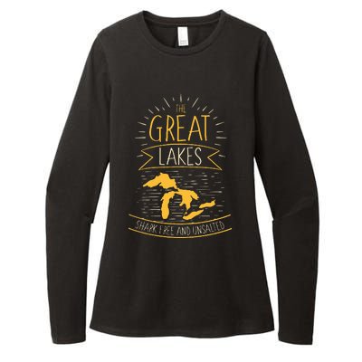 The Great Lakes Shark Free Unsalted Michigan Gift Womens CVC Long Sleeve Shirt