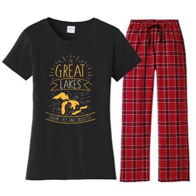 The Great Lakes Shark Free Unsalted Michigan Gift Women's Flannel Pajama Set