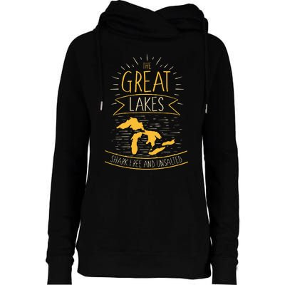 The Great Lakes Shark Free Unsalted Michigan Gift Womens Funnel Neck Pullover Hood