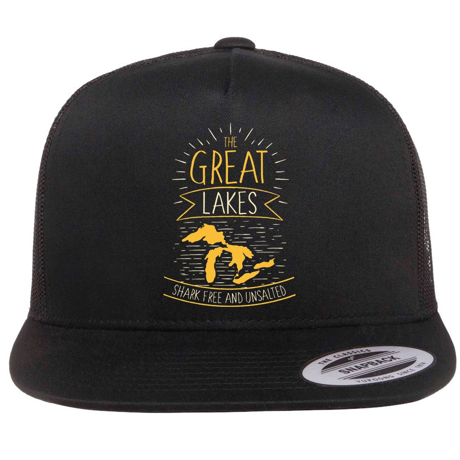 The Great Lakes Shark Free Unsalted Michigan Gift Flat Bill Trucker Hat