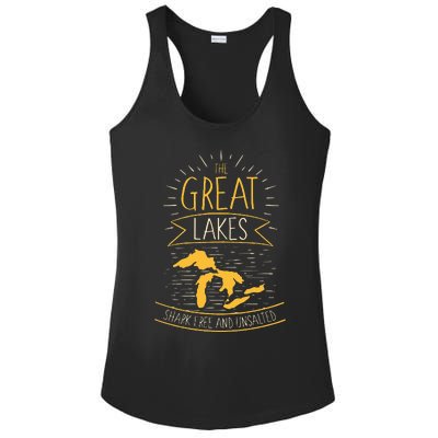 The Great Lakes Shark Free Unsalted Michigan Gift Ladies PosiCharge Competitor Racerback Tank