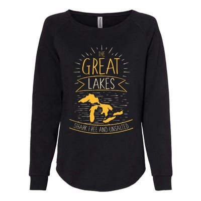 The Great Lakes Shark Free Unsalted Michigan Gift Womens California Wash Sweatshirt