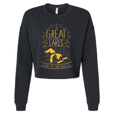 The Great Lakes Shark Free Unsalted Michigan Gift Cropped Pullover Crew